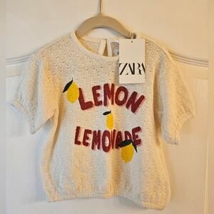 Zara Kids Cream Lemonade Knit Top